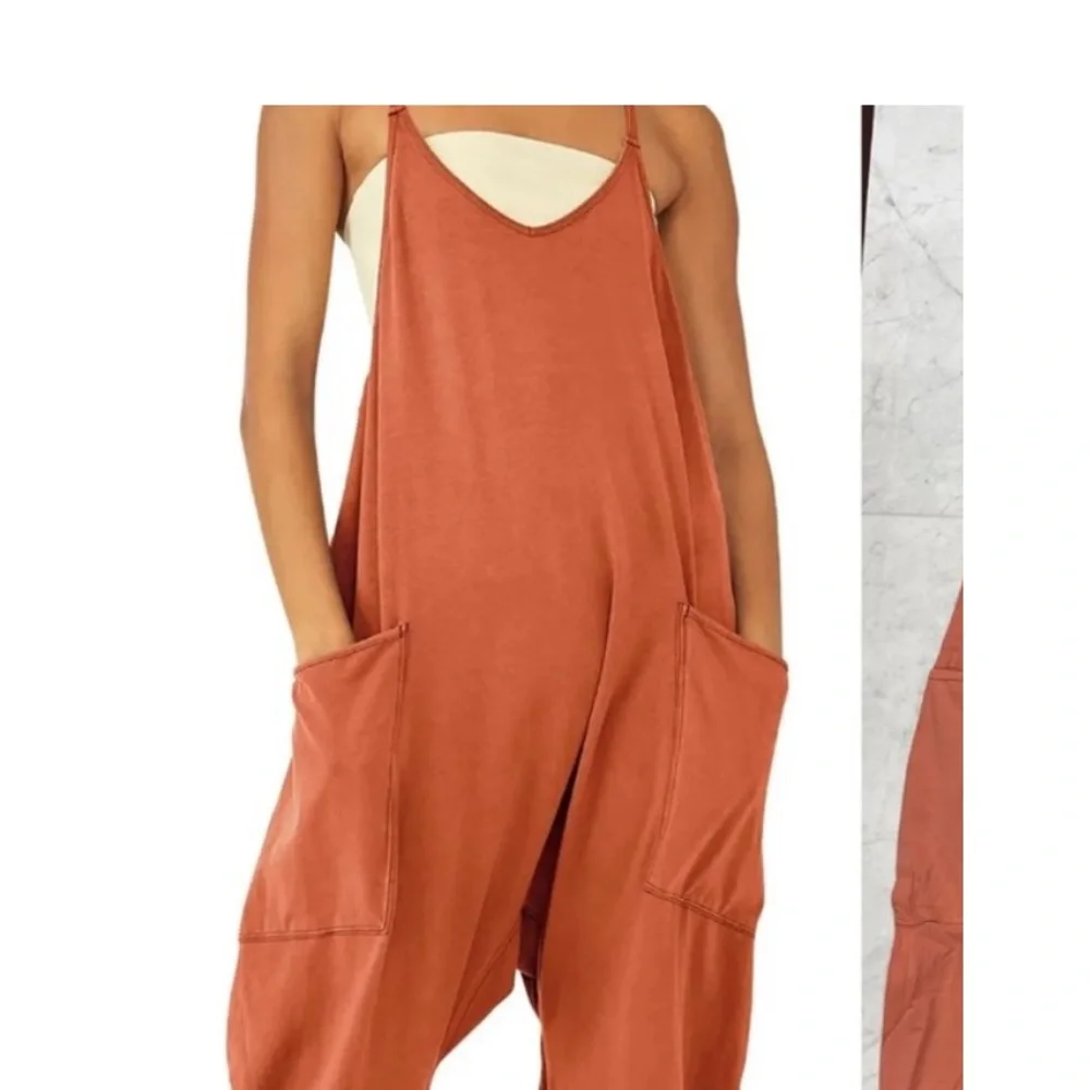 Sleeveless Harem Overall Jumpsuit in Coral - Picture 2 of 2